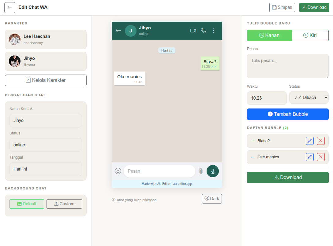 AU Chat WA Mockup